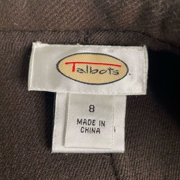 Talbots Womens 100% Wool Coatigan 8 Chocolate Brown Shawl Drape Collar - Picture 5 of 6